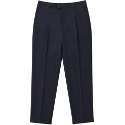(34W) Regular Fit Pleated Pre-hemmed With Cuffs - Navy
