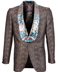 (6XL) Brown Slim Fit Satin Shawl Lapel Sports Coat Limited Edition
