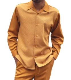 (3XL) Men’s 2 Piece Mustard Long Sleeve Walking Suit