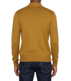 (2XL) Stacy Adams - Men’s Mock Knit Gold Sweater