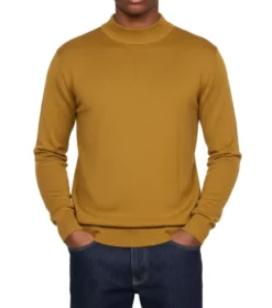 (2XL) Stacy Adams - Men’s Mock Knit Gold Sweater